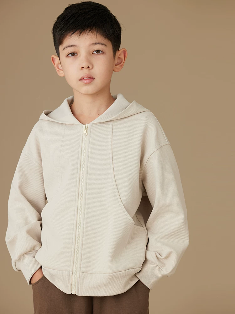 Quần áo trẻ em mùa xuân thu cổ điển đơn giản áo len có mũ trùm đầu bé trai và bé gái áo cardigan giản dị