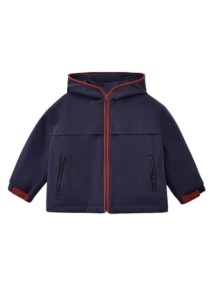 Quần áo cotton mùa đông cho trẻ em, áo khoác có mũ trùm đầu, áo khoác ngoài ba lớp chống thấm nước cho bé trai và bé gái