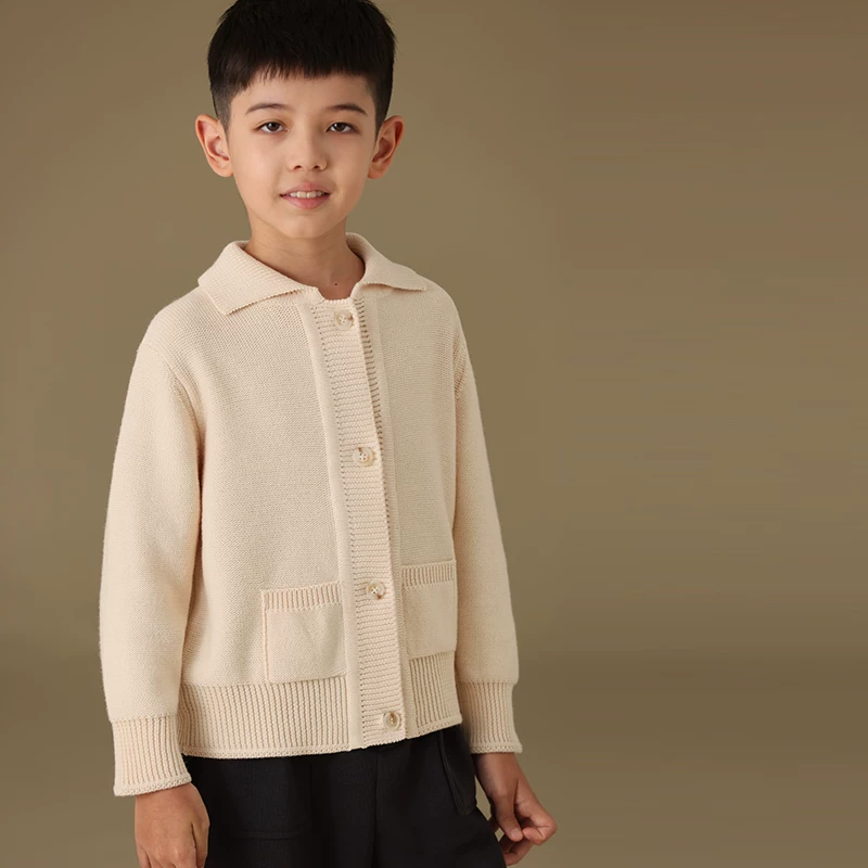 Quần áo trẻ em mùa thu đông áo khoác len trẻ em khí chất dịu dàng giản dị áo len đa năng bé trai và bé gái áo len dệt kim cardigan