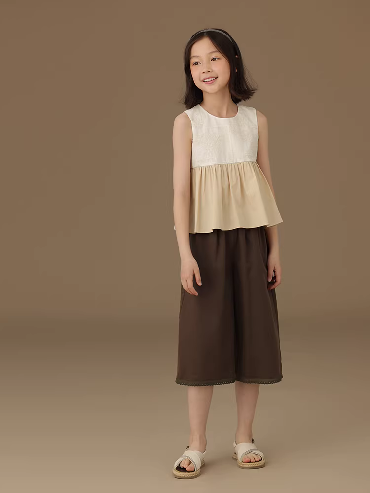 Áo gile cotton thêu dễ thương cho bé gái, kiểu mới hè 2025