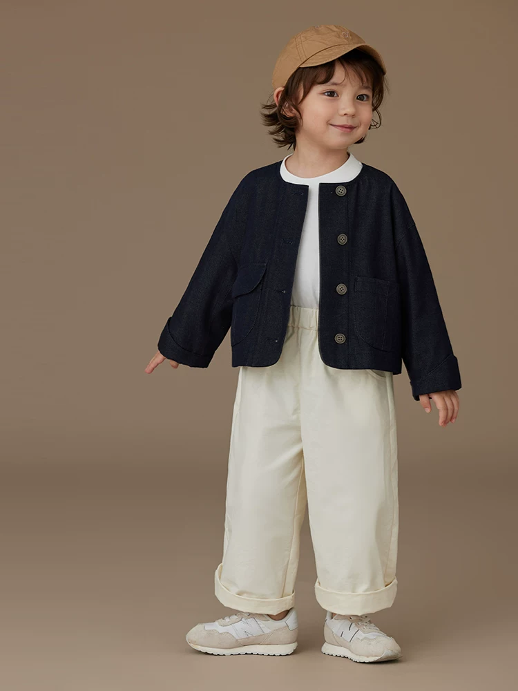 Quần áo trẻ em áo thường ngày cho bé trai và bé gái áo khoác denim rộng rãi đa năng dành cho cha mẹ và con cái mùa xuân và mùa thu mỏng sành điệu