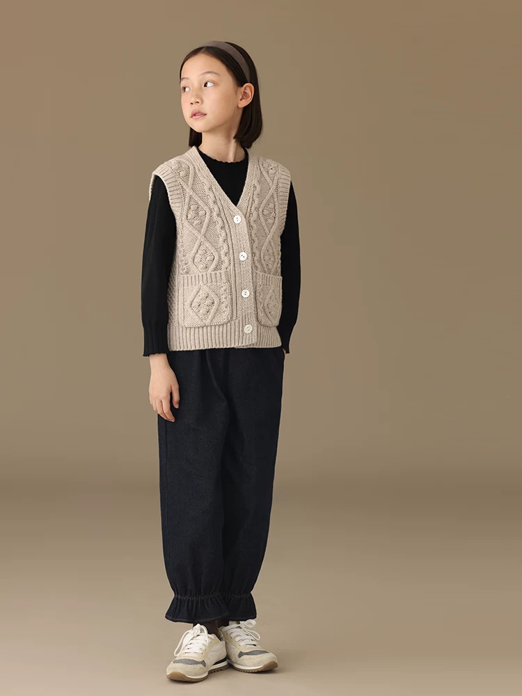 Quần áo trẻ em Hazi Áo vest trẻ em mùa thu đông Áo len pha cổ chữ V Áo len đan xoắn Áo len cardigan cho bé trai và bé gái
