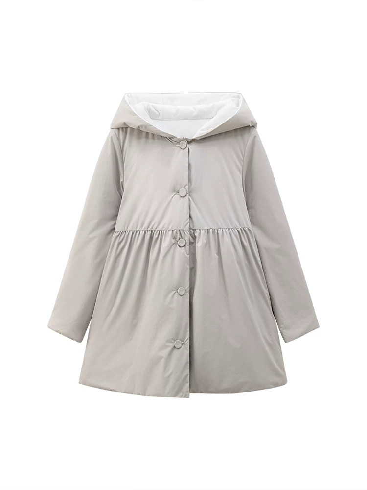 Quần áo cotton thông thường dành cho trẻ em Áo khoác có đệm mùa thu đông Áo khoác có mũ trùm đầu dài vừa phải dành cho bé gái, thích hợp cho trẻ lớn hơn