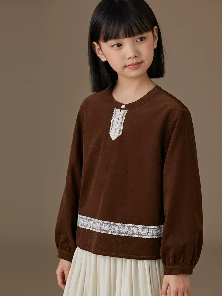 Áo khoác mỏng màu cà phê cho bé gái Hazi, chất liệu cotton gân mềm mại, áo nỉ bé gái mẫu mới 2025.