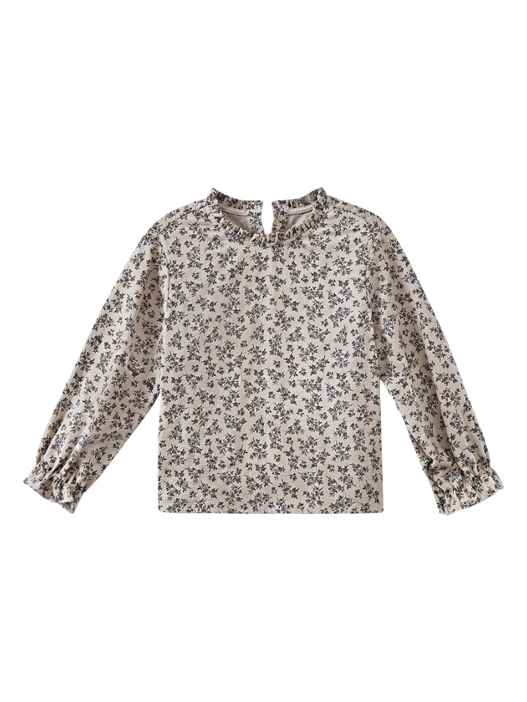Quần áo trẻ em mùa xuân thu áo sơ mi trẻ em phong cách Hàn Quốc áo sơ mi hoa ngọt ngào áo cotton nhung kẻ cho bé gái lớn hơn