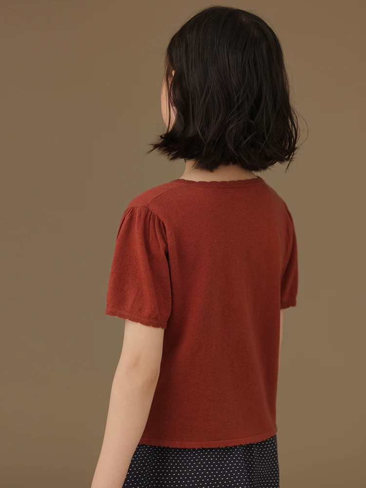 Áo cardigan dệt kim màu đỏ dành cho trẻ em, áo khoác ngoài mỏng mùa hè, áo ngắn tay dành cho bé gái, kiểu dáng thời trang và sành điệu