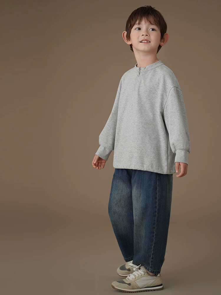 Quần áo trẻ em xuân thu phong cách Hàn Quốc áo nỉ rộng rãi bé trai và bé gái chất liệu cotton thân thiện với da áo khoác mỏng hợp thời trang