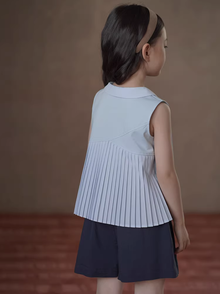 Áo thun bé gái Hazi mùa hè 2025 cổ búp bê dệt kim, áo lót cho trẻ lớn