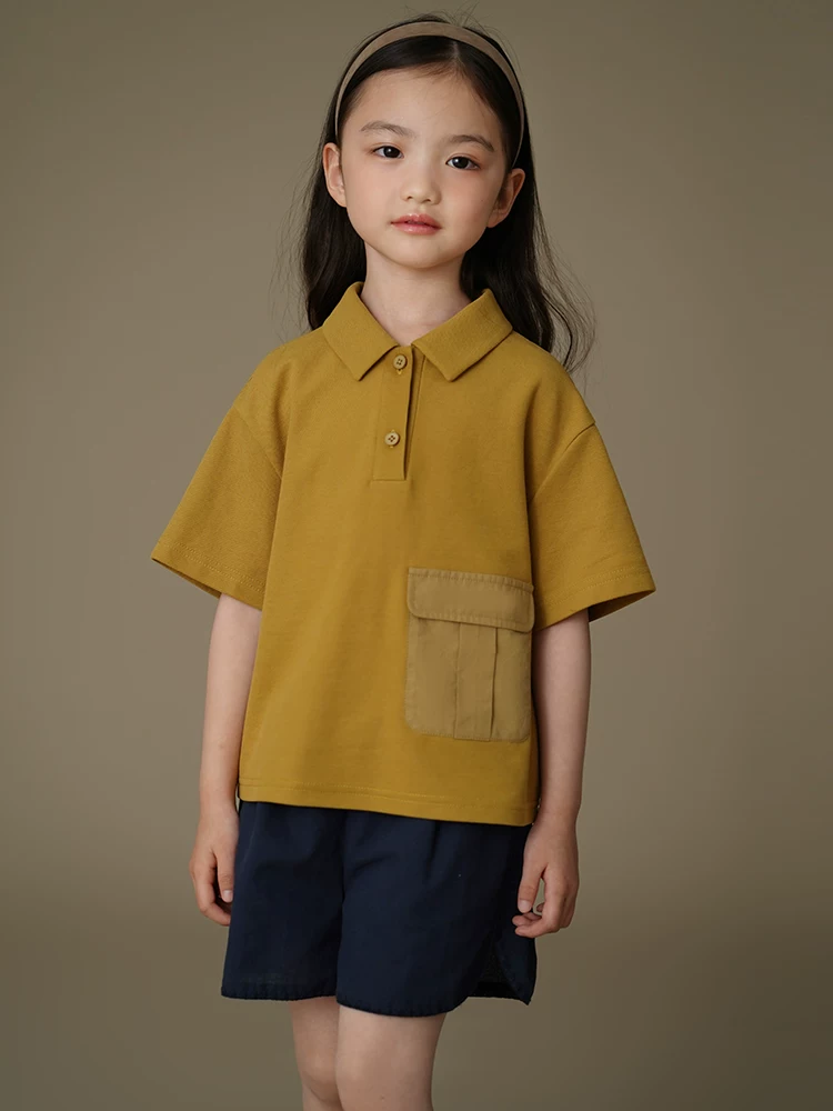Áo polo mỏng mùa hè cho bé trai và bé gái, áo thun ngắn tay, kiểu dáng công sở, áo đính cườm cho trẻ lớn.