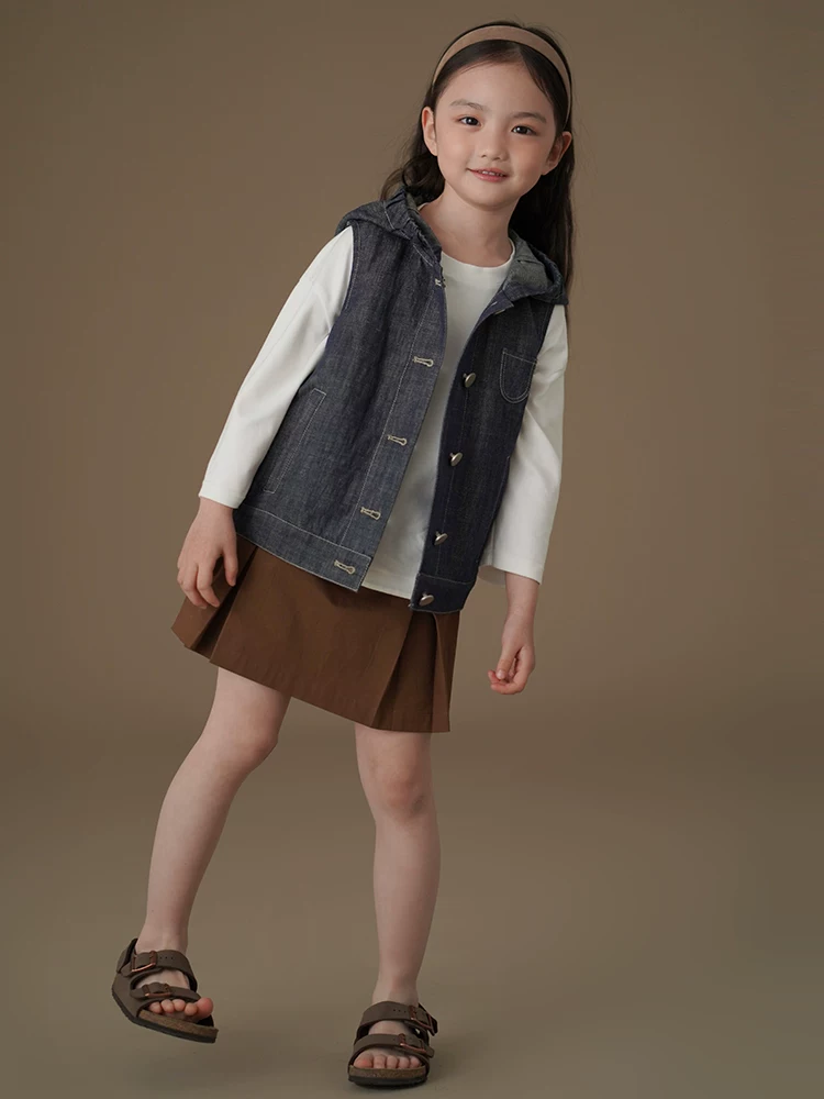 Quần áo trẻ em xuân hè phong cách Hàn Quốc cổ điển áo bé trai bé gái áo vest denim cho trẻ lớn quần áo mùa xuân 25 kiểu mới