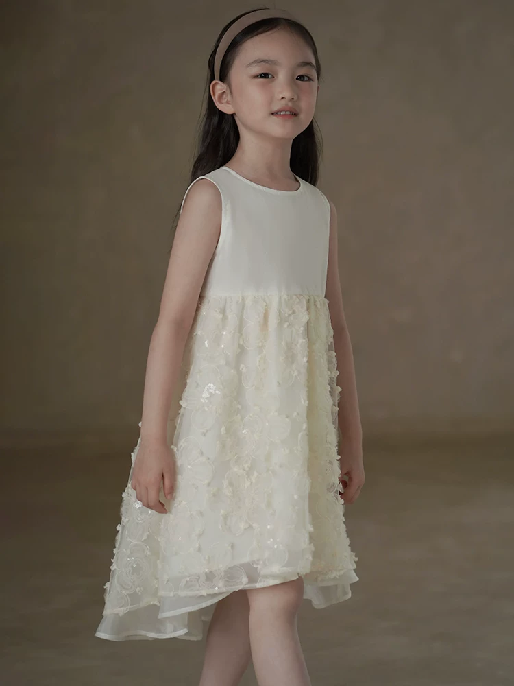 Quần áo trẻ em mùa hè váy vest màu hoa mai váy chắp vá váy công chúa của bé gái váy sinh nhật cầu kỳ