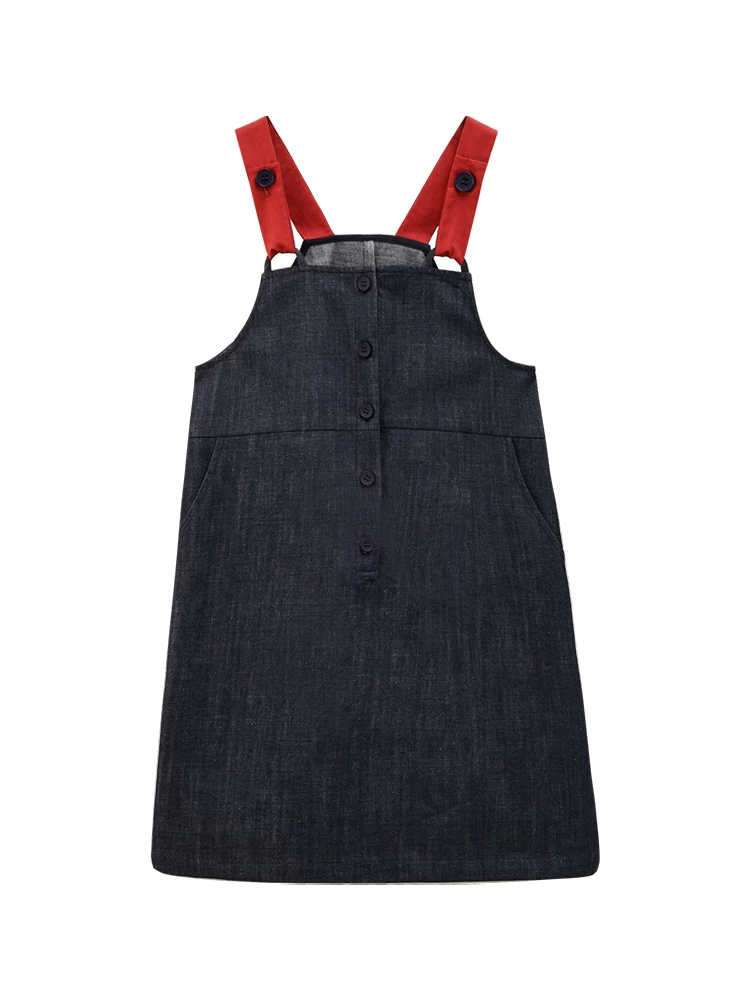 Hazi Quần Áo Trẻ Em Mùa Hè Váy Denim Trẻ Em Vintage Váy Suspender Thường Ngày Váy Không Tay Cho Bé Gái Thiết Kế Đơn Giản