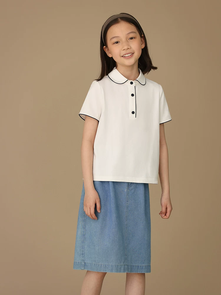 Quần áo trẻ em mùa hè Váy chữ A dành cho trẻ lớn hơn, váy ôm hông, váy denim đa năng cho bé gái, kiểu dáng mùa hè mỏng nhẹ