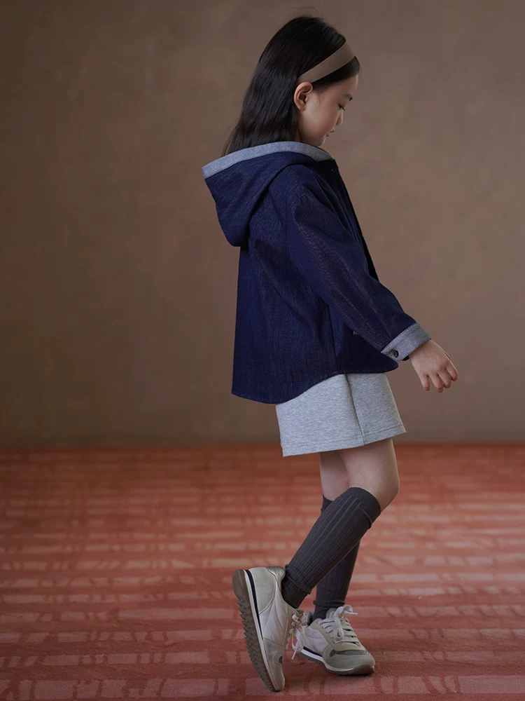 Áo khoác có mũ trẻ em Hartzhi mùa xuân thu, áo denim rộng rãi, thời trang cho bé trai và bé gái, kiểu mới 2025