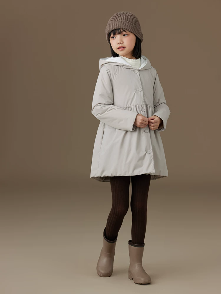 Quần áo cotton thông thường dành cho trẻ em Áo khoác có đệm mùa thu đông Áo khoác có mũ trùm đầu dài vừa phải dành cho bé gái, thích hợp cho trẻ lớn hơn
