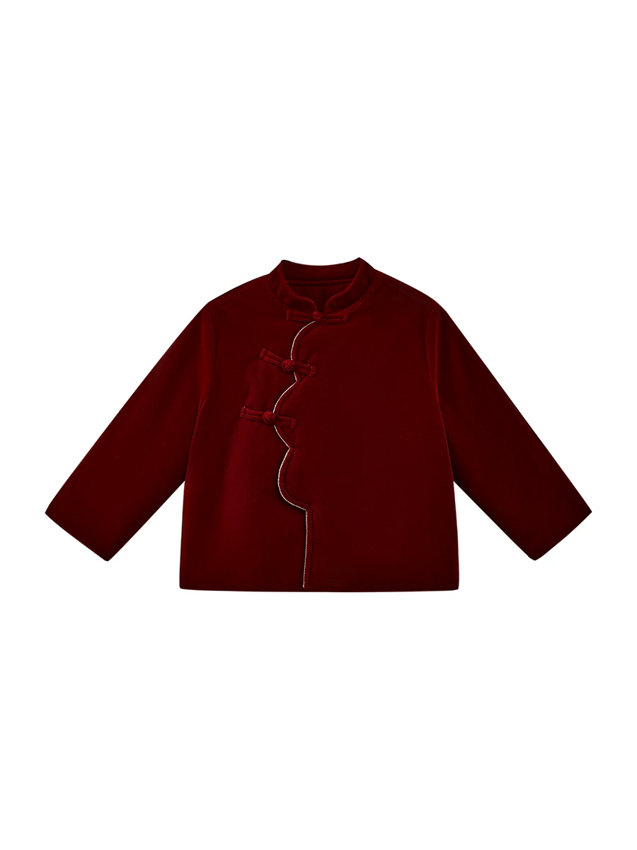 Quần áo mùa đông cho trẻ em Áo khoác cotton dày dặn mới ấm áp kiểu Trung Quốc mới cho bé gái Áo khoác màu đỏ Trang phục năm mới của bé gái