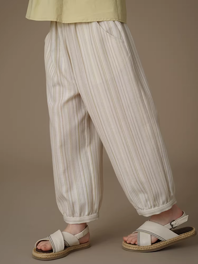 Quần trẻ em mùa hè thường ngày phong cách Nhật Bản quần jogger sọc bé trai bé gái quần chống muỗi mỏng thoáng khí