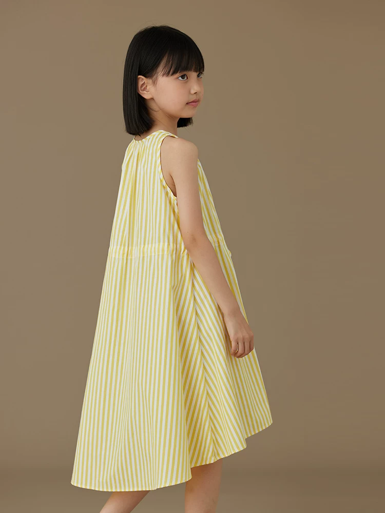 Váy vest trẻ em cho mùa hè, váy mỏng và mát, váy rộng rãi cho bé gái, váy sọc cho bé gái, kiểu dáng thời trang cho bé gái.