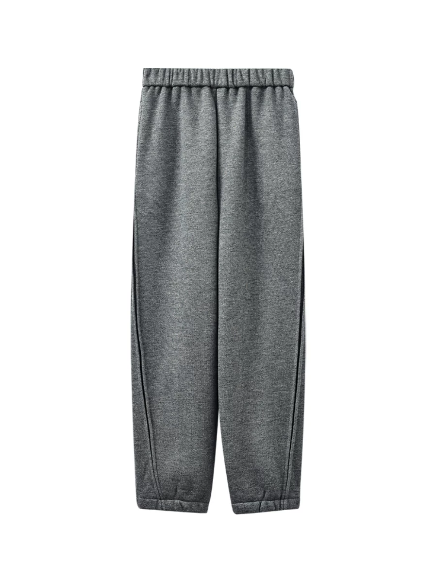 Quần trẻ em, quần jogger đơn giản và đa năng cho bé trai và bé gái, quần thể thao màu xám có lớp lót lông cừu giữ ấm trong mùa đông.