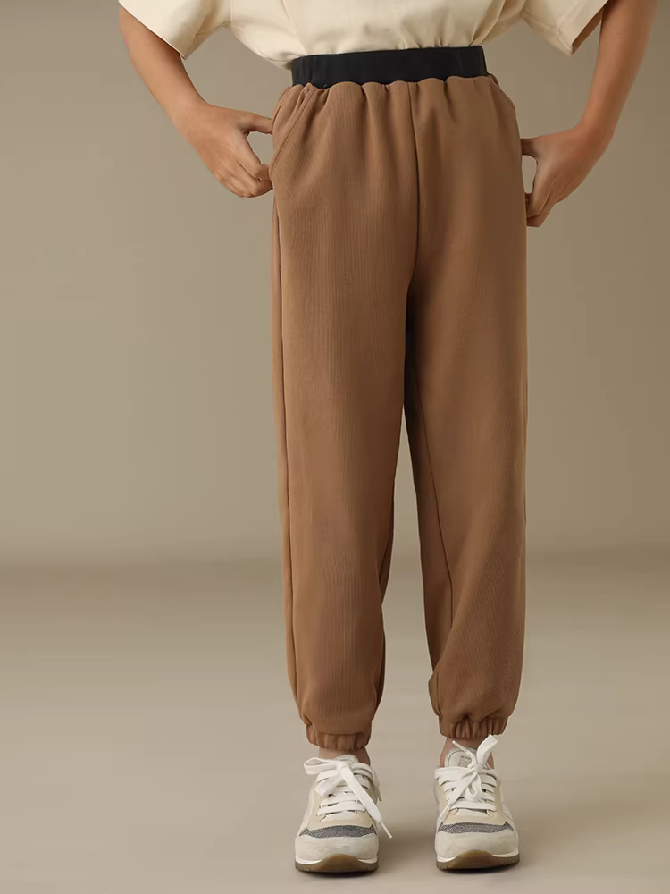 Quần áo trẻ em Hazi bộ sưu tập mùa đông mới dành cho bé trai và bé gái quần dài có dây thun co giãn dành cho cha mẹ và con cái bằng vải cotton thân thiện với da quần dài màu sắc tương phản