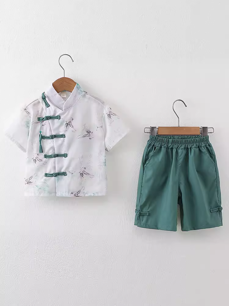 Hanfu kiểu Trung Hoa dành cho bé trai, bộ trang phục truyền thống hiện đại mùa hè, bộ đồ Tang dành cho trẻ em, kiểu dáng mỏng, phong cách Trung Hoa mới dành cho bé trai, văn hóa truyền thống Trung Quốc.