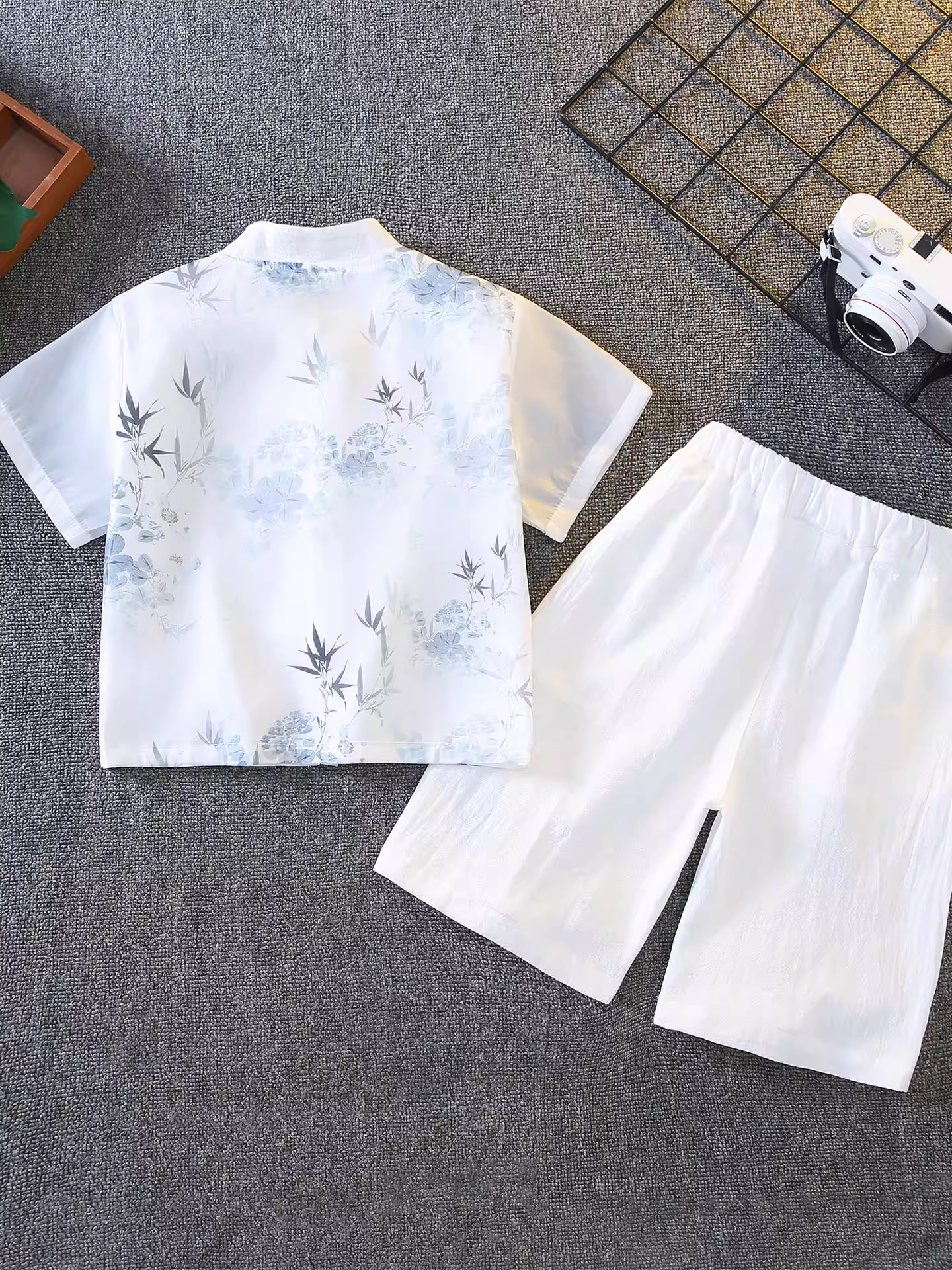 Bộ đồ hè kiểu Trung Hoa cho bé trai năm 2025, phong cách truyền thống, hai mảnh, tay ngắn, xu hướng quốc dân