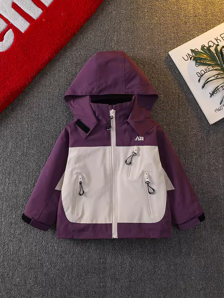 Áo khoác trẻ em bé trai, áo khoác ba trong một có thể tháo rời, mẫu mới xuân thu 2025, chống gió và chống nước, dùng cho ngoài trời