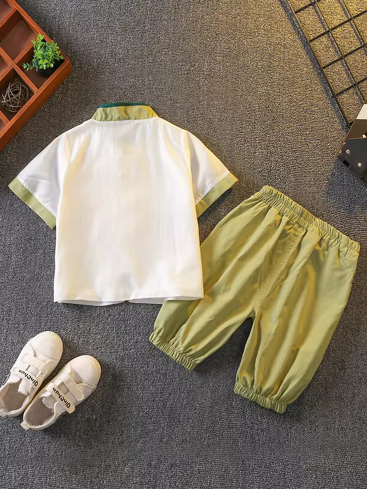 Bộ trang phục Hanfu mùa hè 2025 kiểu mới phong cách dân tộc cho bé trai, trang phục cổ xưa cho trẻ em, phong cách Trung Hoa mới, bộ trang phục biểu diễn cho bé gái