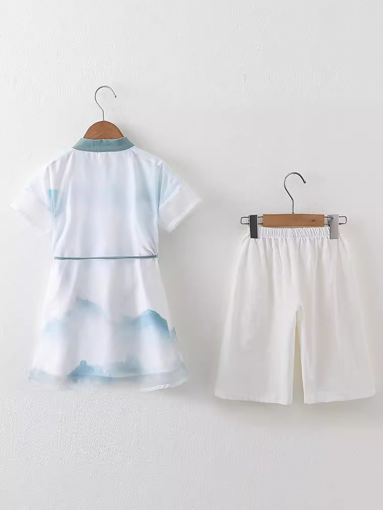 Áo Hanfu mùa hè cho bé trai, phong cách dân tộc cao cấp, kiểu cổ điển mới năm 2025, đẹp trai, kiểu Tang phục, áo Tang phục mùa hè mỏng cho bé trai