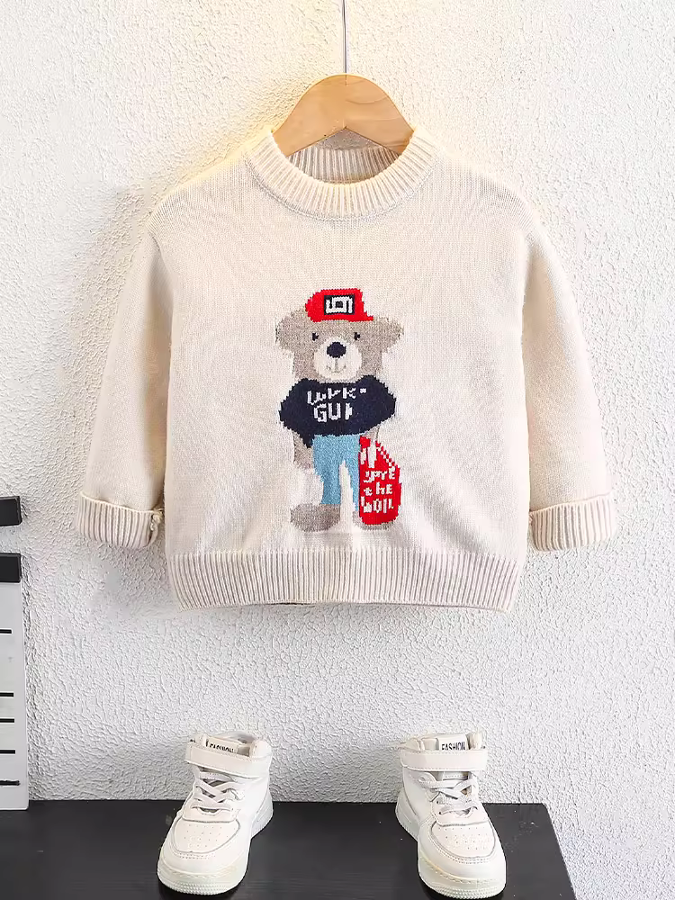 Áo len bé trai kiểu mới thu đông 2025, quần áo mùa đông trẻ em, áo len chui đầu đẹp trai, áo len hoạt hình mùa đông cho bé trai