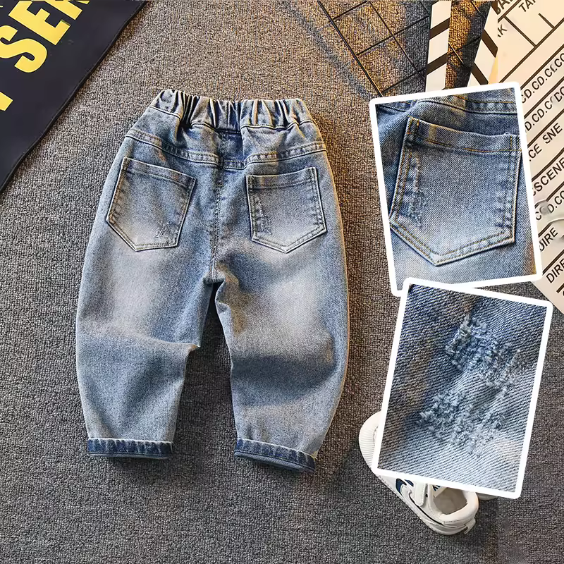 Quần jeans bé trai 2025 kiểu dáng mới thời trang mùa xuân quần trẻ nhỏ hợp xu hướng quần dài trẻ em mùa xuân thu thường ngày