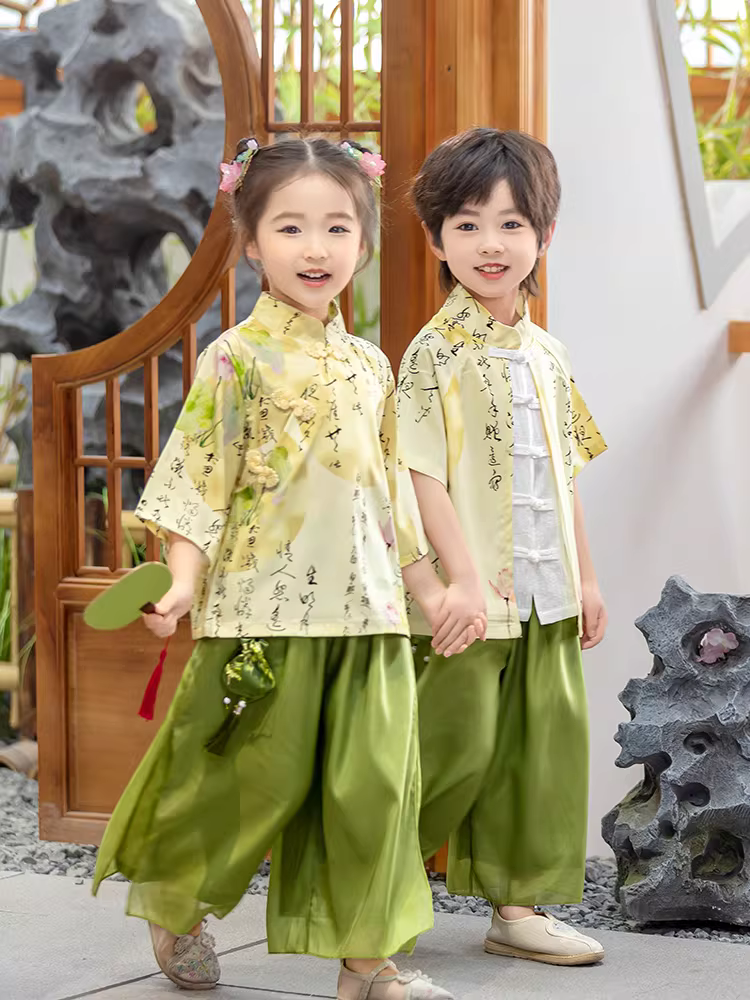 Quần áo trẻ em đọc kinh kiểu Trung Hoa phù hợp cho cả bé trai và bé gái, trang phục nhà Đường của Trung Quốc, Hanfu, trang phục biểu diễn cổ xưa của học sinh mẫu giáo, tiểu học