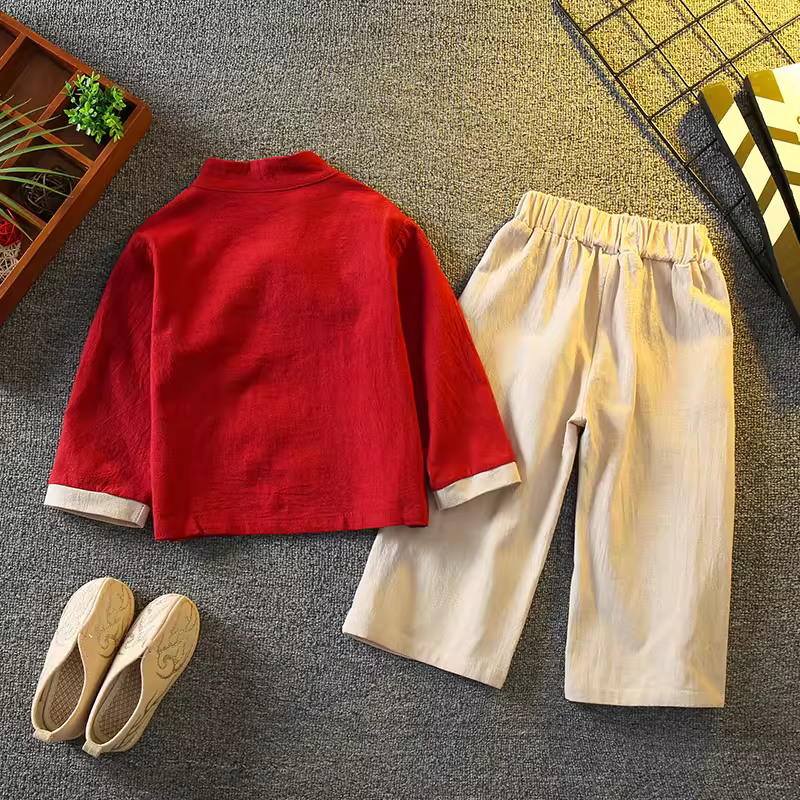 Hanfu bé trai mùa xuân thu phong cách Trung Hoa Bộ đồ trẻ em phong cách nhà Đường Bộ đồ truyền thống của Trung Quốc cho bé Trang phục lễ hội Trung thu trang phục cổ xưa Quần áo truyền thống Trung Quốc