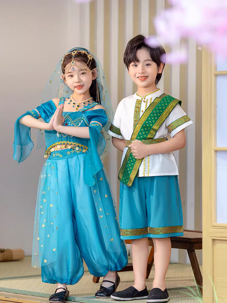 Trang phục dân tộc Dai cho trẻ em, bé trai và bé gái, trang phục dân tộc thiểu số Hanfu, trang phục Thái Lan kỳ lạ, trang phục biểu diễn Tây Sương Banna