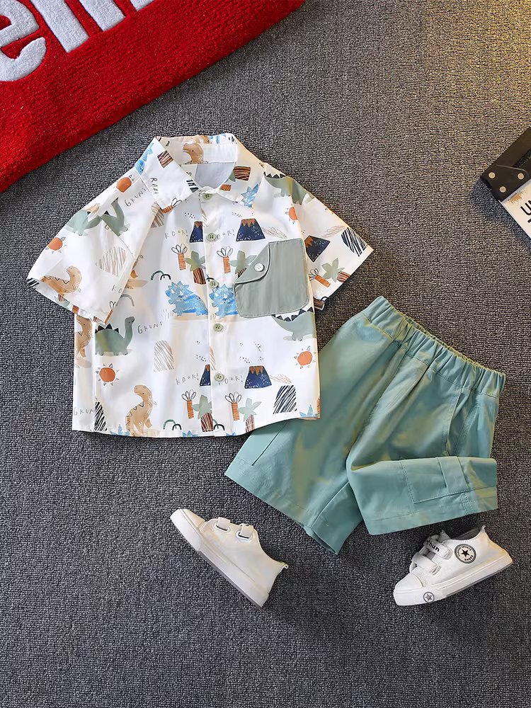 Trang phục mùa hè cho bé trai 2025 kiểu mới quần đùi và áo ngắn tay thời trang hợp xu hướng phong cách mùa hè mát mẻ và đẹp trai thời trang mùa hè cho bé trai