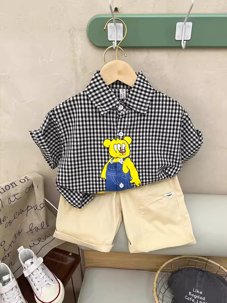 Bộ đồ hè ngắn tay cho bé trai 2025 mới, mát mẻ và lịch lãm, quần áo hè cho bé trai, phong cách hè trẻ em, thời trang trẻ em