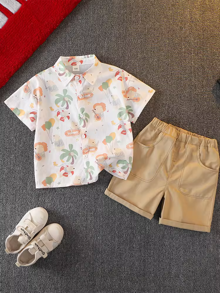 Bộ quần áo hè cho bé trai 1 tuổi, bộ hai mảnh ngắn tay, trang phục hè cho bé trai hai tuổi, bộ đồ đẹp trai cho bé trai