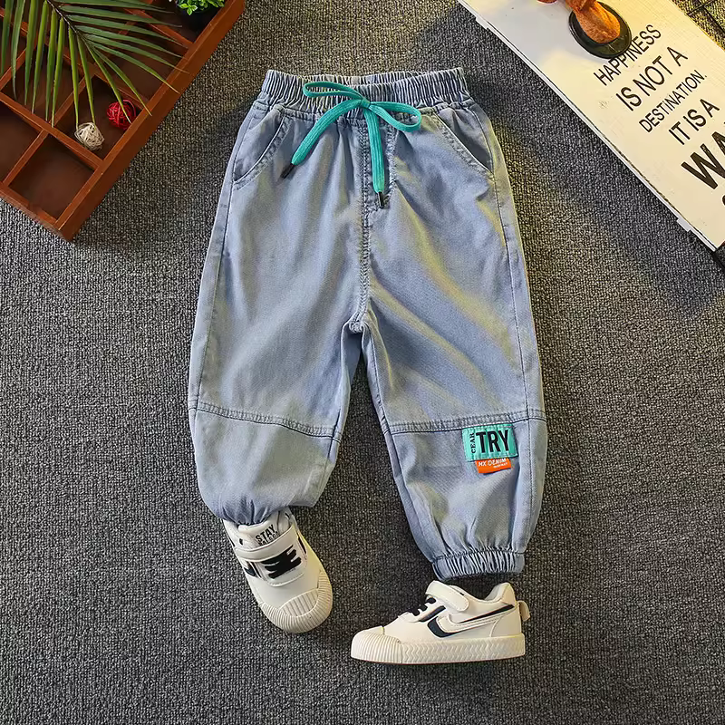 Quần chống muỗi cho bé trai, kiểu dáng mỏng mùa hè, quần jean mùa hè cho bé, quần dài thể thao trẻ em, quần chín điểm thời trang cho bé trai.
