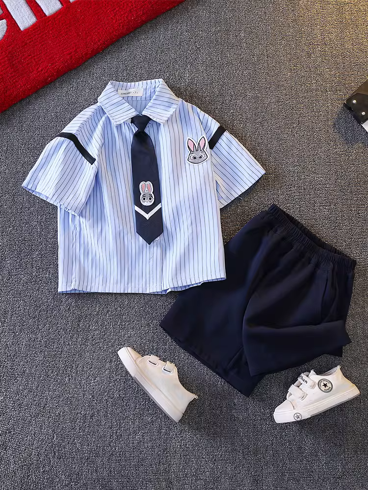 Trang phục biểu diễn ngày 1 tháng 6 của trường mẫu giáo thỏ cảnh sát sân khấu nhóm cổ vũ lễ tốt nghiệp đồng phục lớp hợp xướng váy trẻ em