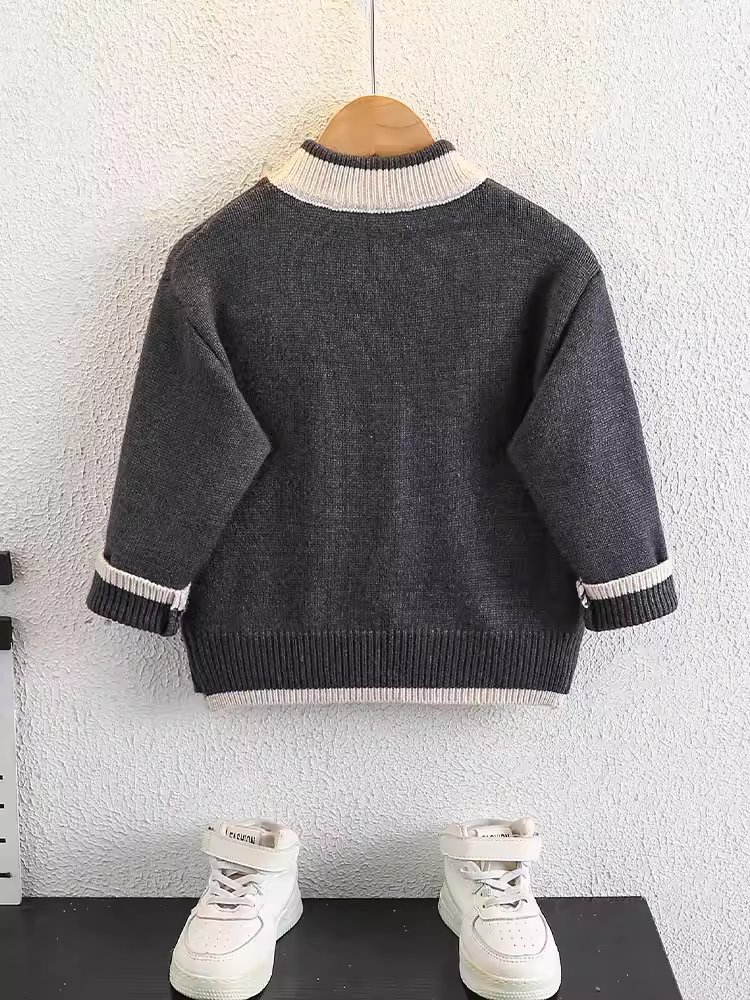 Áo len bé trai mùa đông 2025, áo ấm dày cổ tròn thu đông mới cho bé, áo len thời trang trẻ trung