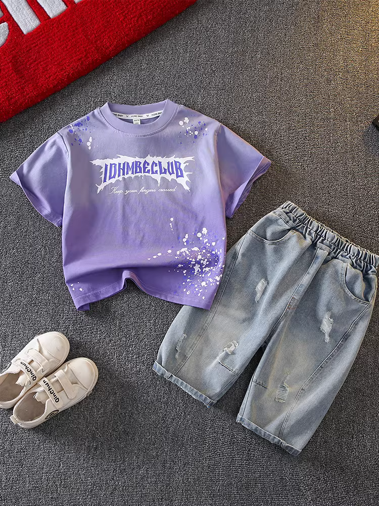 Bộ đồ hè bé trai 2025, bộ quần áo ngắn tay trẻ em kiểu hè mới, mát mẻ và lịch lãm, thời trang cho bé trai