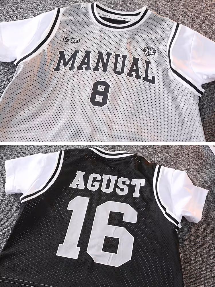 Trang phục mùa hè ngầu cho bé trai 2025, quần áo trẻ em thời thượng mới, thời trang áo ngắn tay trẻ em