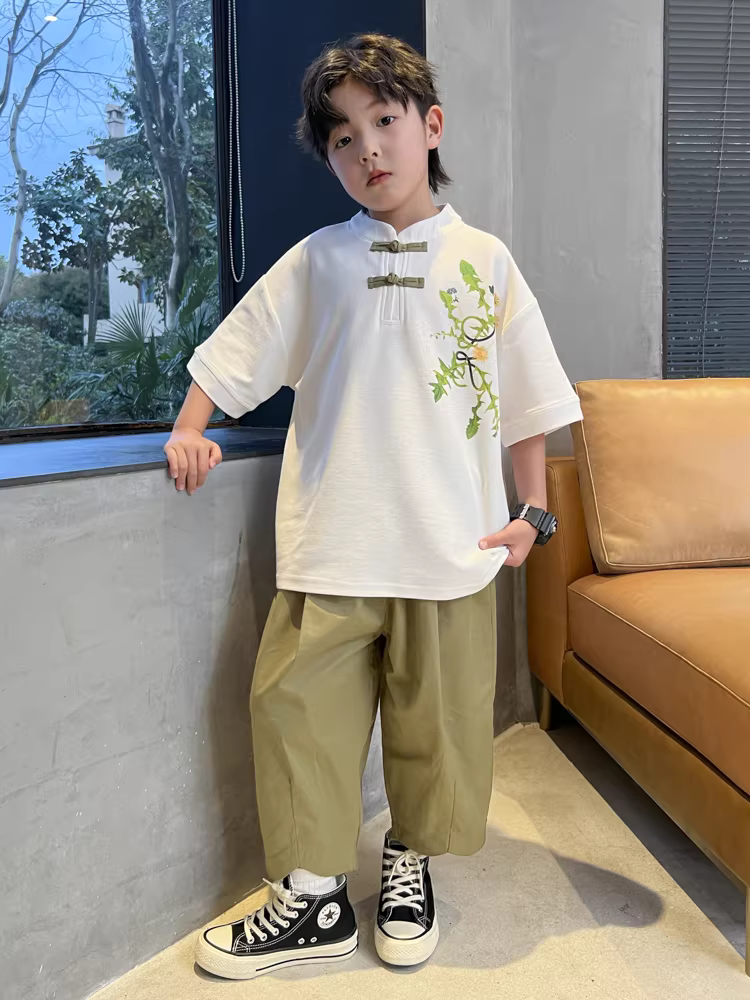 Bộ đồ Hanfu mùa hè 2025 cho bé trai, kiểu Trung Hoa, trang phục mới phong cách Đường, quần áo ngắn tay mùa hè kiểu Trung Hoa cho mẫu giáo