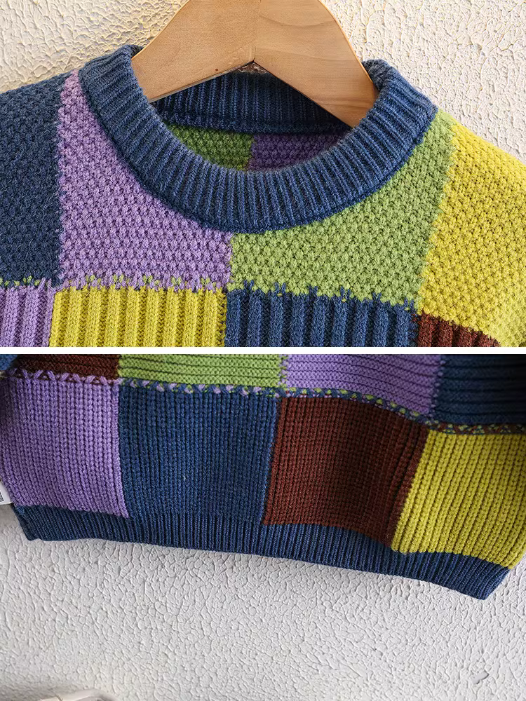 Áo len bé trai mùa đông 2025 kiểu mới, áo len dệt kim cổ tròn dày dặn thời trang cho bé trai mùa thu đông