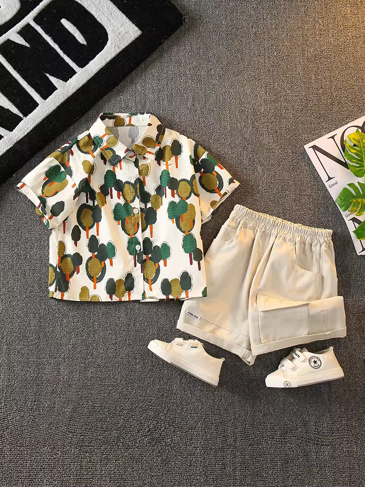 Trang phục mùa hè cho bé trai 2025 kiểu mới, áo thời trang trẻ em, quần áo cho bé trai, phong cách đường phố cá tính và sành điệu, quần áo trẻ em