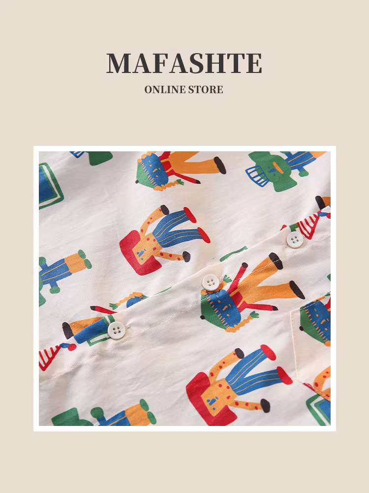 Bộ quần áo hè 2025 cho bé, thời trang in hình toàn thân, áo thun ngắn tay, kiểu dáng thời trang