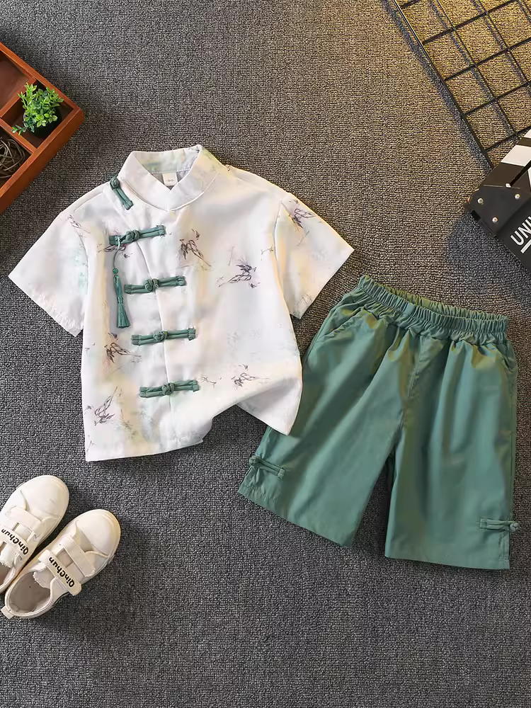 Hanfu cho bé trai, phong cách truyền thống Trung Hoa, đẹp trai, trang phục học tập Trung Hoa, trang phục mùa hè, bộ đồ phong cách Trung Hoa mới dành cho trẻ em, phiên bản mùa hè, trang phục truyền thống Trung Hoa cho bé.