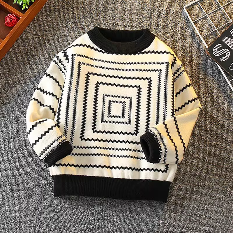 Quần áo trẻ em áo len bé trai mùa thu đông 2025 quần áo trẻ em mới áo len cashmere áo len dệt kim dày dặn cho bé trai