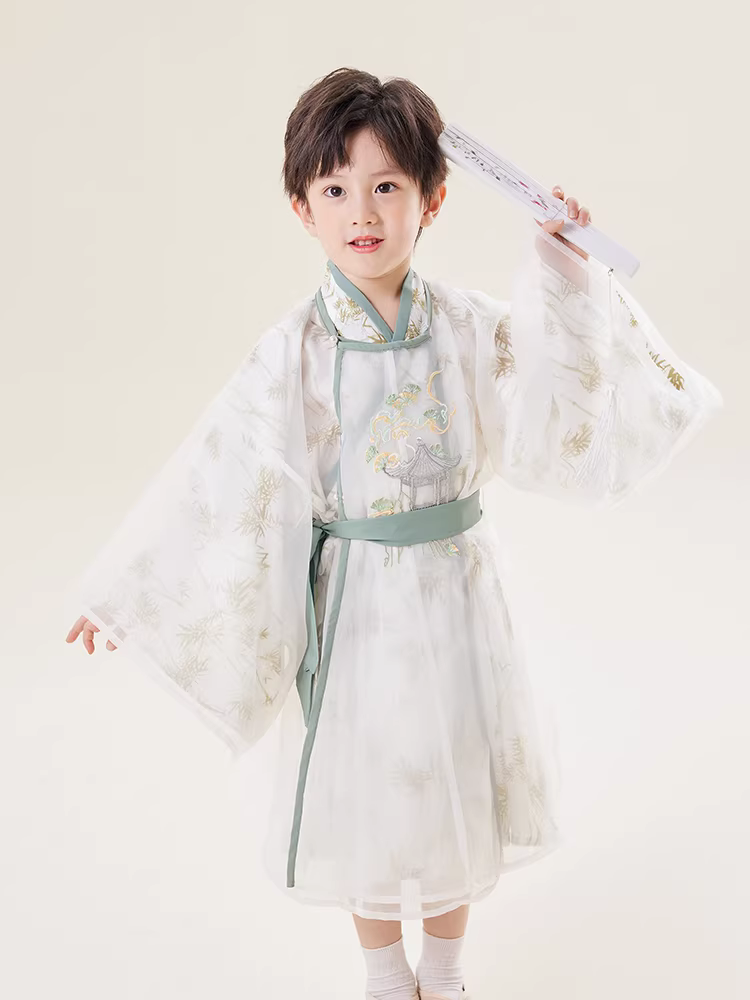 Trang phục Hanfu cho bé trai Xuân Thu 2025, trang phục truyền thống Trung Hoa cho trẻ em, phong cách cổ điển, lịch lãm, kiểu dáng quốc gia, trang phục biểu diễn, bộ vest quý ông