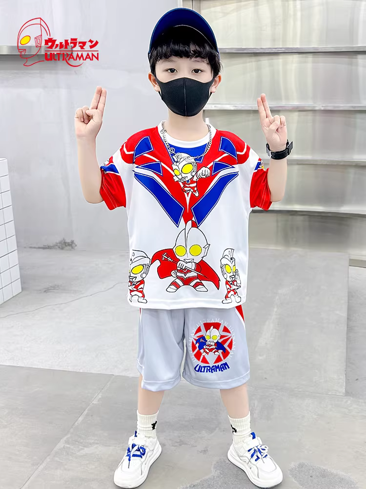 Quần áo Ultraman trang phục mùa hè cho bé trai 2025 quần áo ngắn tay mới cho trẻ em mùa hè kiểu dáng mỏng bé trai hợp thời trang